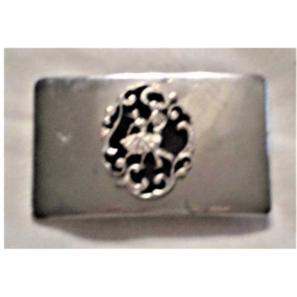 Sq dance BUCKLE silver w/filigree sculpted SD couple on matte black